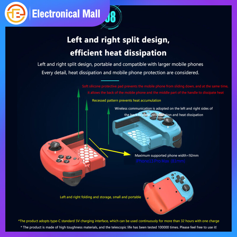 Portable Left Right Separation Gamepad Joystick Compatible For Android/ios Phone Mocute-061