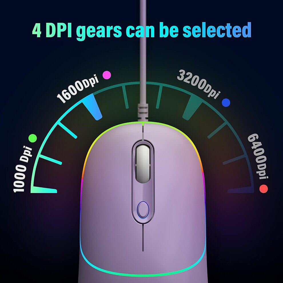 Jomaa chuột có dây chuột máy tính USB Backlit siêu im lặng chuột có dây với 6400 dpi, Ergonomic Led dây chuột cho PC, máy tính xách tay, máy tính để bàn