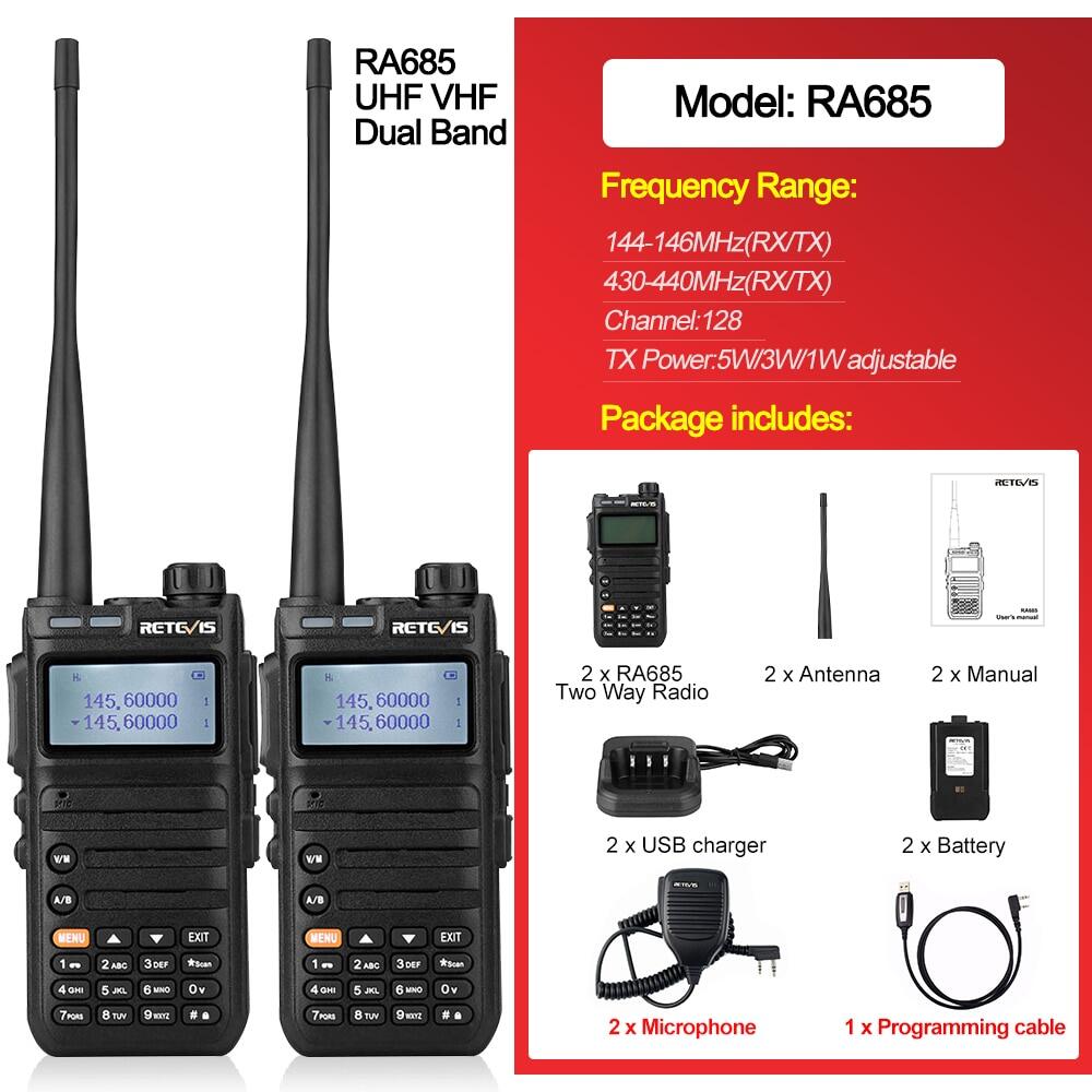 Retevis เครื่องรับส่งวิทยุมือถือ RA685,วิทยุสื่อสารสองทางยาววอล์คกี้ทอ ...