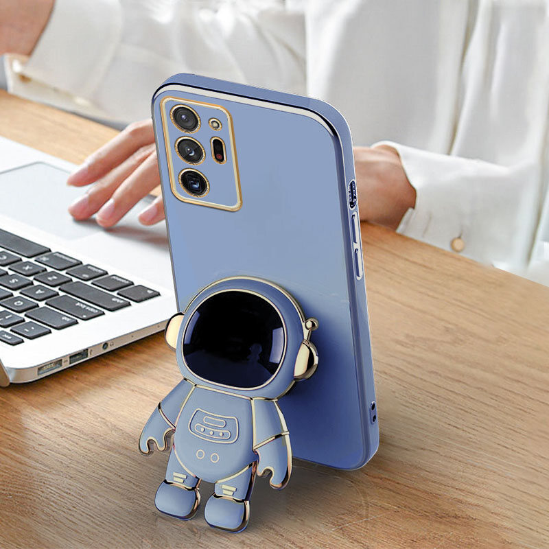 For Samsung Galaxy Note20 Ultra / Note20 / Note10 Plus / Note10 / Note9 / Note8 Astronaut Bracket Luxury Plating Gold Soft Phone Cases Cover