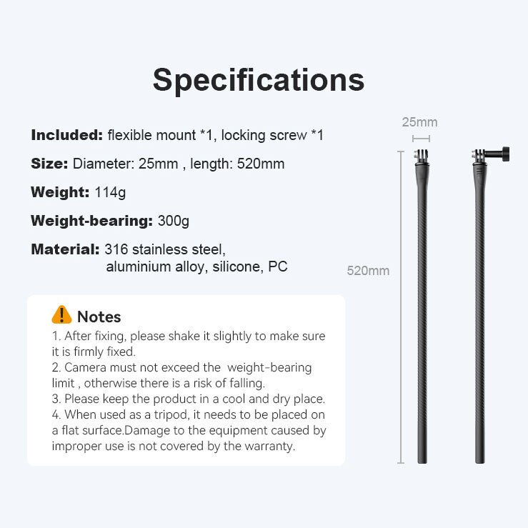 For Insta360 X3 Monkey Tail Mount Flexible Bend Multi-Purpose Flexible Mount Selfie Stick Tripod For Gopro 11 10 Insta360 Camera