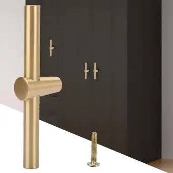 Brass Cabinet Handle Brushed Kitchen Cupboard T Bar Pull Handle