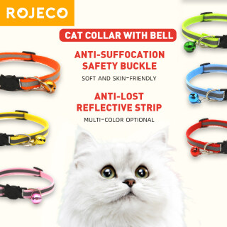 ROJECO Vòng cổ mèo đầy màu sắc với chuông có thể điều chỉnh an toàn phản thumbnail