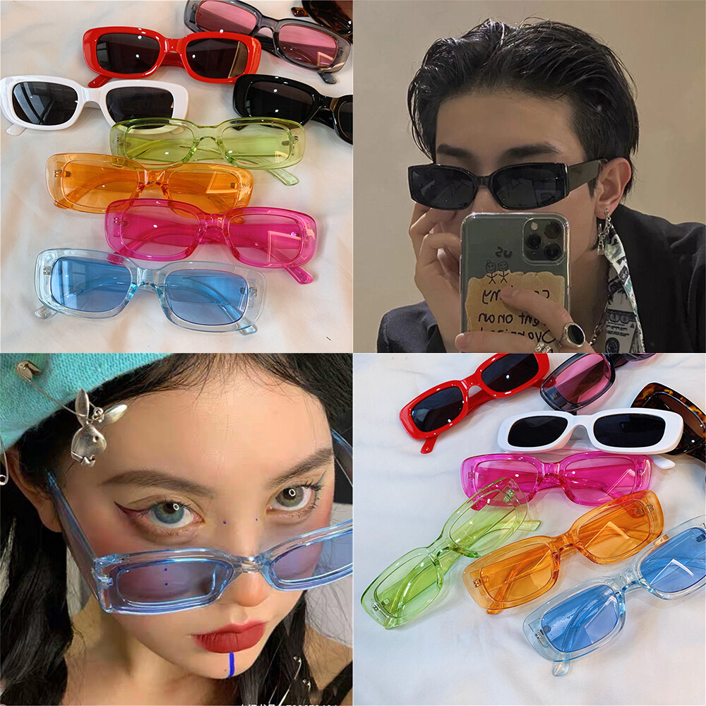 Fashion Women Small Square Frame Sunglasses Colorful Unisex Vintage Men Women Driving Fishing Small Rectangle Frame Sun Glases Outdoor Wild Sunglasses Retro Eyewear