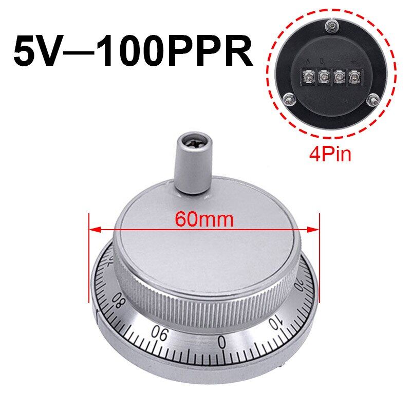 1pc handwheel cnc pulser 60mm pulse 100 5v 4pin 6pins manual pulse generator hand wheel cnc machine rotary encoder