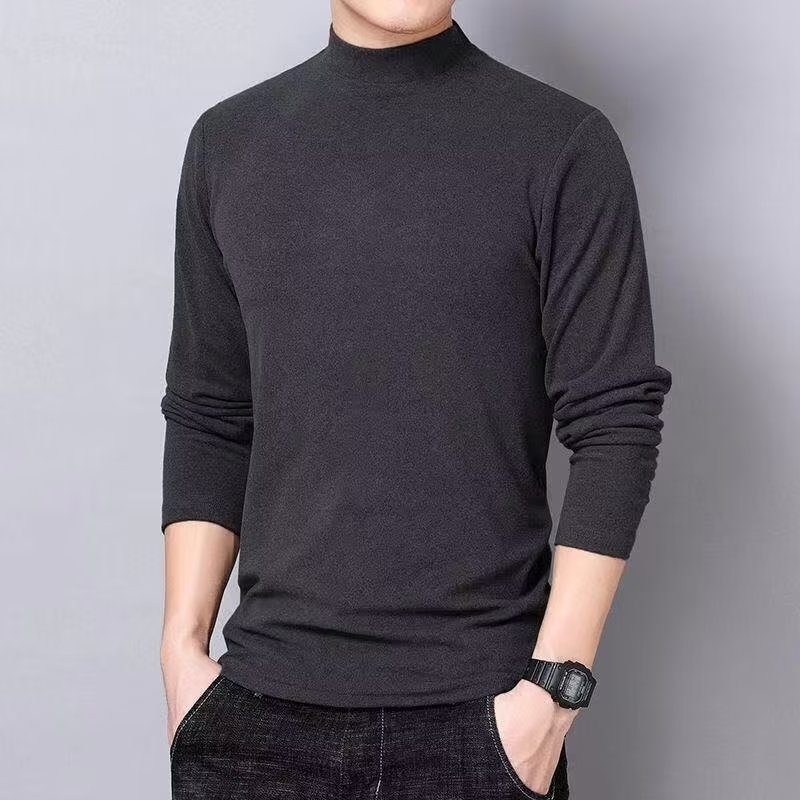 Men's Half Turtleneck Sweater Autumn Double-sided German Velvet Long-sleeved Sweater Top Plus Velvet Warm Bottoming Sweater