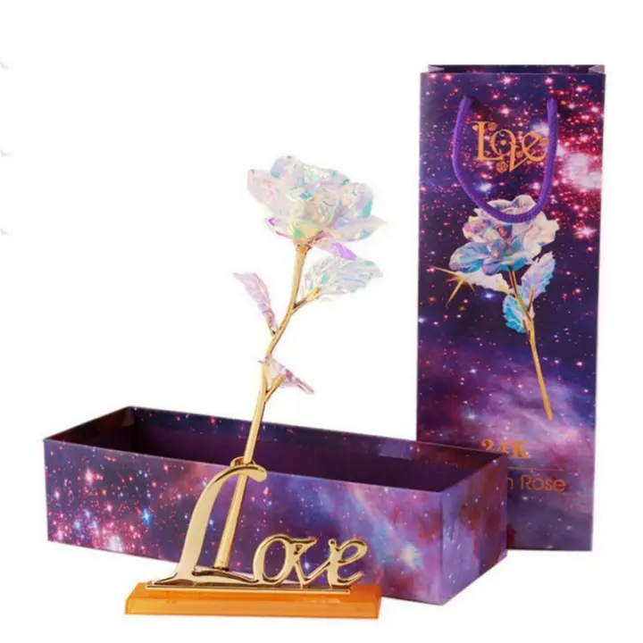 24k Foil Plated Rose Gold Rose Lasts Forever Love Wedding Decor