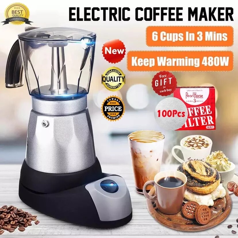 Máy Pha Cà Phê Mocha Espresso Ý 480W 220V Bình Pha Cà Phê Mocha Điện Máy Pha Cà Phê Điện Cầm Tay Phích Cắm EU