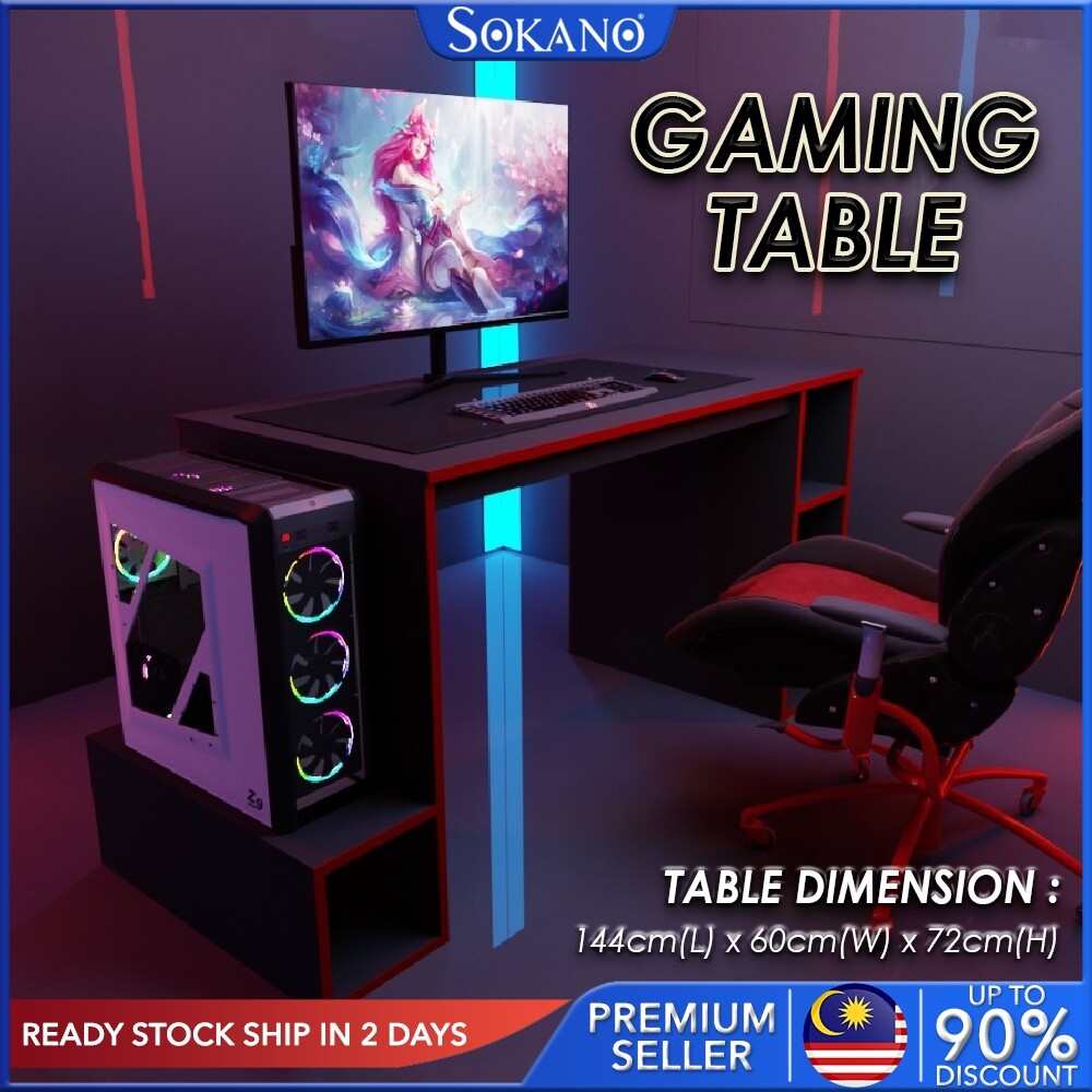 SOKANO HP057 Gaming Table (144cmx 60cm x 72cm) / PC Table/ Modern PC