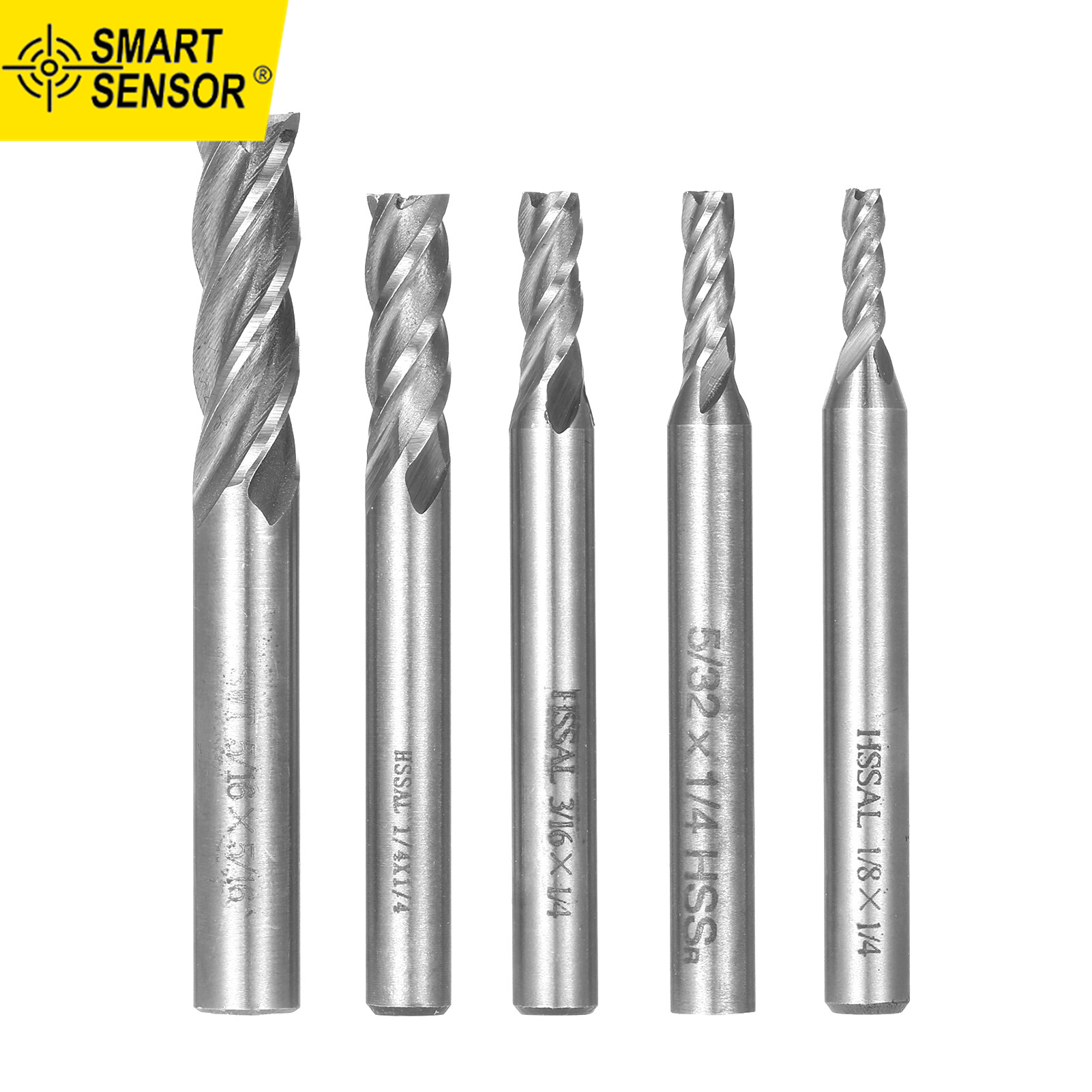 5PCS 4-Flute End Mill Bits Carbide Tungsten Steel Milling Cutter Router Bits Rotary Bits Tool Straight Shank 6mm-8mm Double Edged Cutting Engraving Bits
