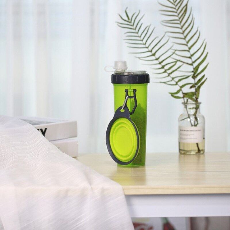 Xách Tay 2 Trong 1 Thức Ăn Vật Nuôi Bình Nước Silicone Chai Nước Cho Thú Cưng Bát Ăn Du Lịch Ngoài Trời Con Chó Nguồn Cung Cấp Thức Ăn