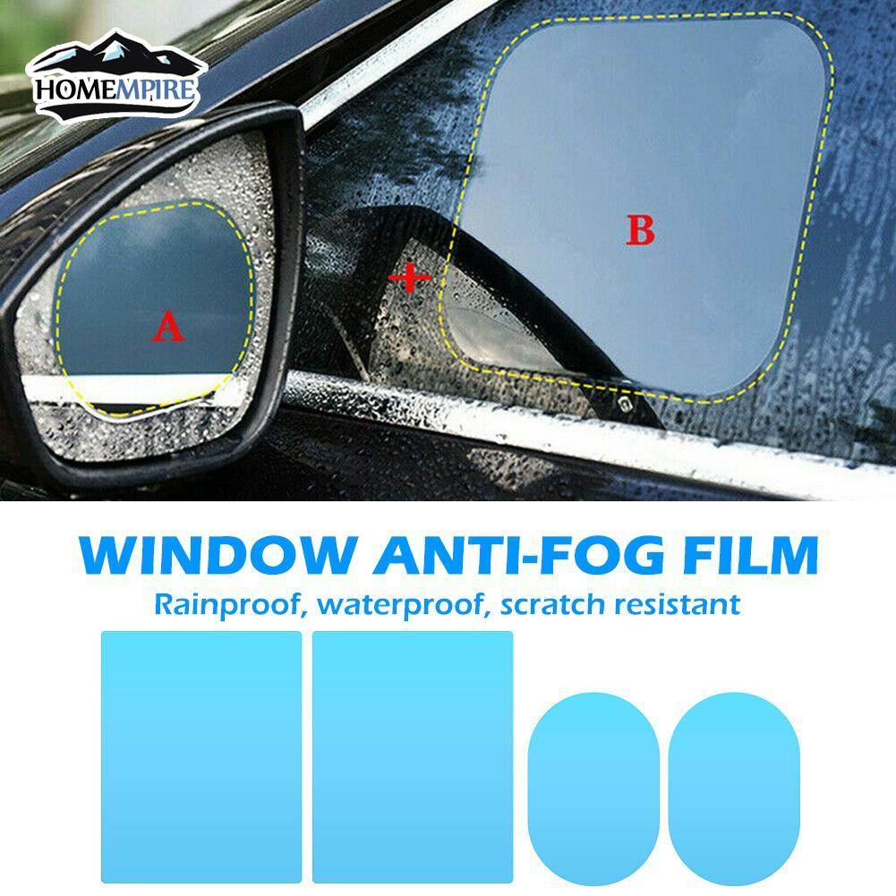 Homempire 4pcs Anti Fog Car Side Mirror Window Films Anti Glare Rearview Mirror Protective Films Waterproof Rainproof Auto Stickers