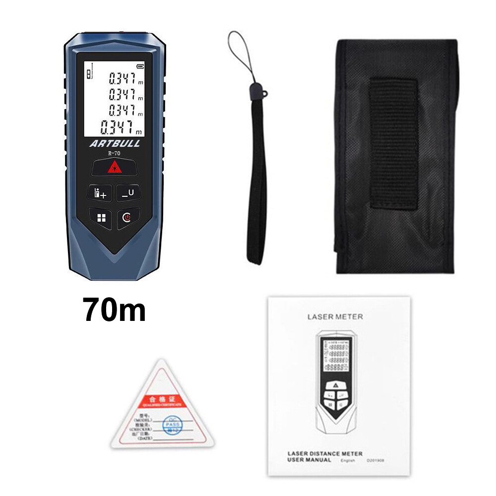 Aideepen Laser Measure Laser Rangefinder 100m 70m 50m Portable Handle Digital Measure Tool Range Finder Larger Backlit LCD 4 Line Display