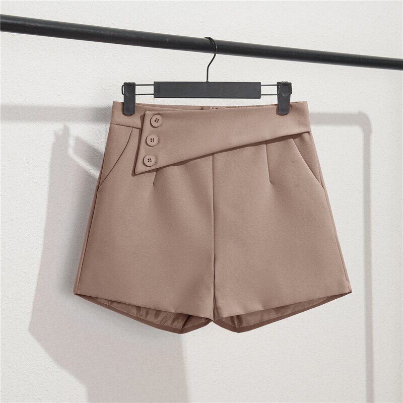 2021 Women New Korean Style High Waist Pants Lady Fashion Loose Straight Wide Leg Shorts