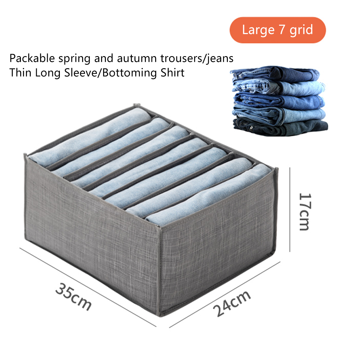 Drawer Clothes Divider Box Closet Jeans Storage Box Wardrobe Clothes Drawer Organizer Jeans Storage Box Non-woven Fabric Clothes Drawer Organizer Visible Gray Clothes Divider Box