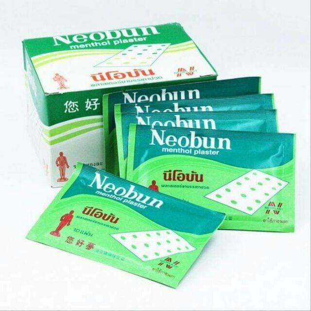 1Gói (10 Miếng) Cao Dán Giảm Đau Neobun Menthol Plaster