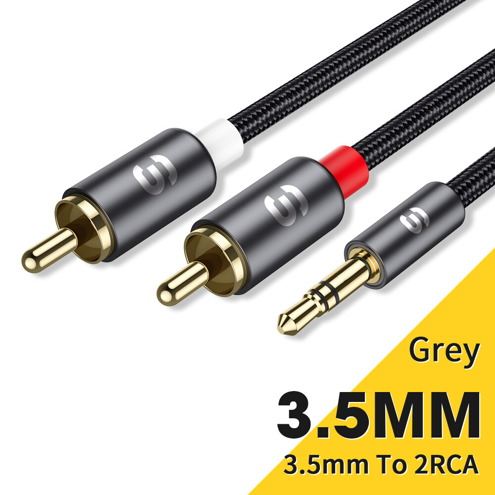Essager rca cable stereo 3.5mm audio jack to 2rca cable male to female aux rca jack y-splitter for amplifier audio home audio wire