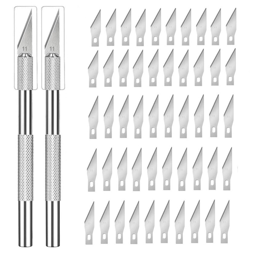 52pcs Aluminum Alloy Wood Knife Knife Carving Tool Sculpture Practical Carving Sharp Metal Knife Wood Carving Blade