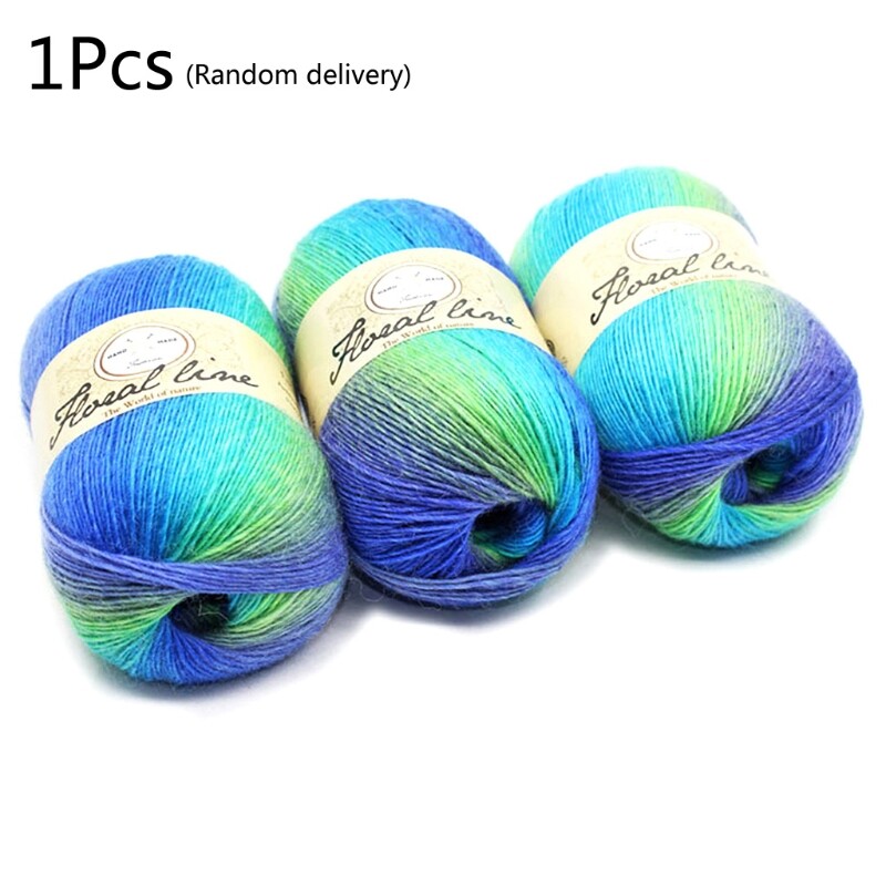 Soft Worsted Yarn Rainbow Gradient Colors DIY Baby Knitting Wool Shawl Scarf Crochet Thread Supplies