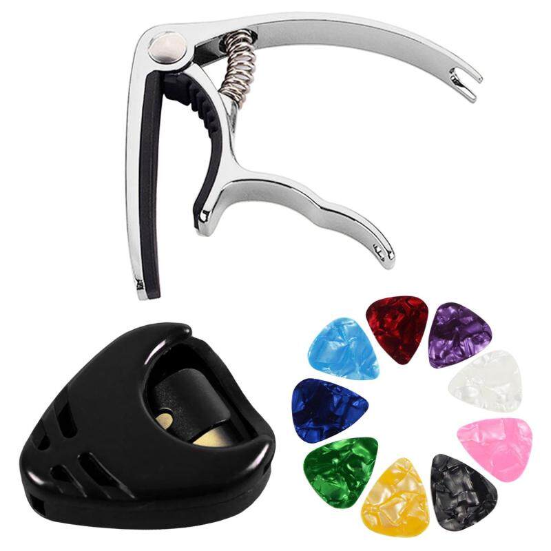 【Malasia Stock Clearance 10% Off 】Universal Stainless Steel Metal Capo 9pcs Guitar Picks for Acoustic Instruments Electric Guitar Bass Ukulele Banjo Mandolin Essentials Black Malaysia