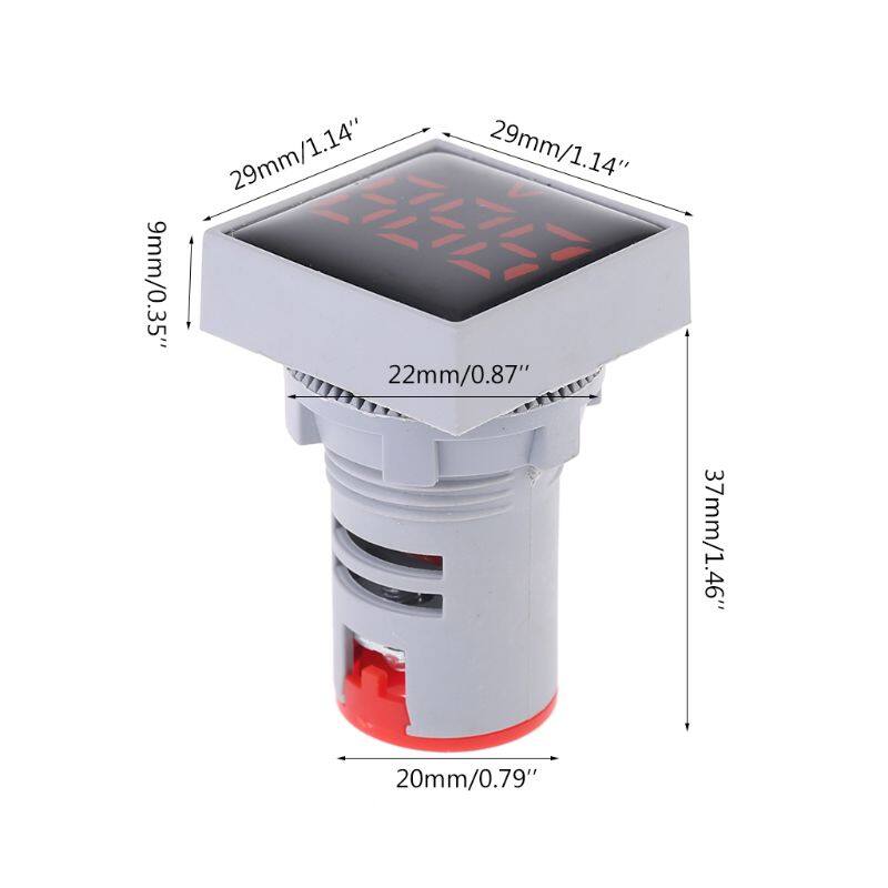 Vôn Kế Kỹ Thuật Số AD16 Đèn Báo Vôn Đồng Hồ Đo Điện Áp Hình Vuông AC 20-500V 22Mm Đèn LED