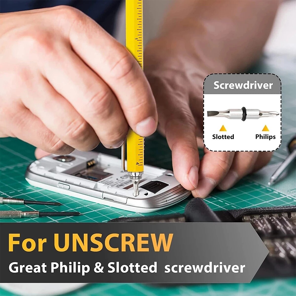 Multi-function Handheld Pen Mini Screwdriver Measure Tool Tech Ruler Screwdriver Touch Screen Stylus Spirit Level