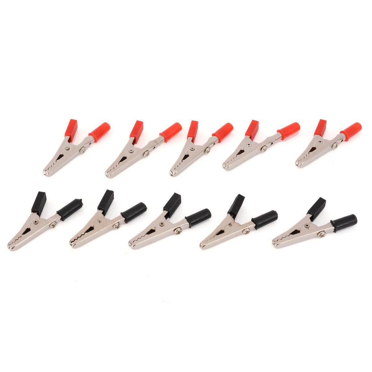BOKALI 10pcs Black/Red 10A Heavy Duty Crocodile Alligator Clips PAIR Test Leads/Wires