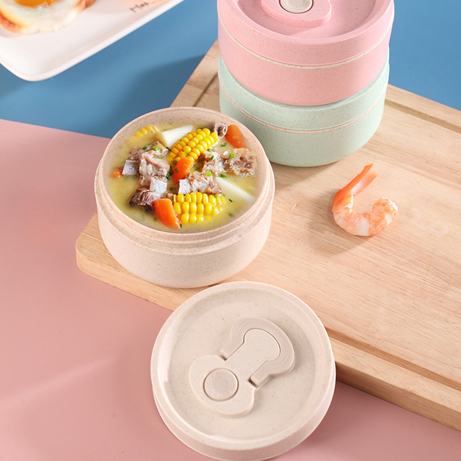 650ML Lunch Box Food Grade High Temperature Resistant Thickened Leakproof Stable Handle Microwave-heating No Odor Easy Cleaning Bento Box