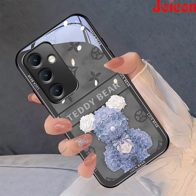 Samsung Galaxy A55 5G Phone Case A15 A25 A35 A14 A34 A54 Case Liquid Tempered Glass Casing Cute Teddy Bear Anti-scratch Shockproof Back Cover