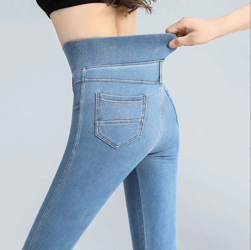 CottonDesign Oversized 38 Super High Waist Denim Pencil Pants for Women Casual Slim Streetwear Plus Size Jeans Elegant Skinny Stretch Jeans 3BP0188