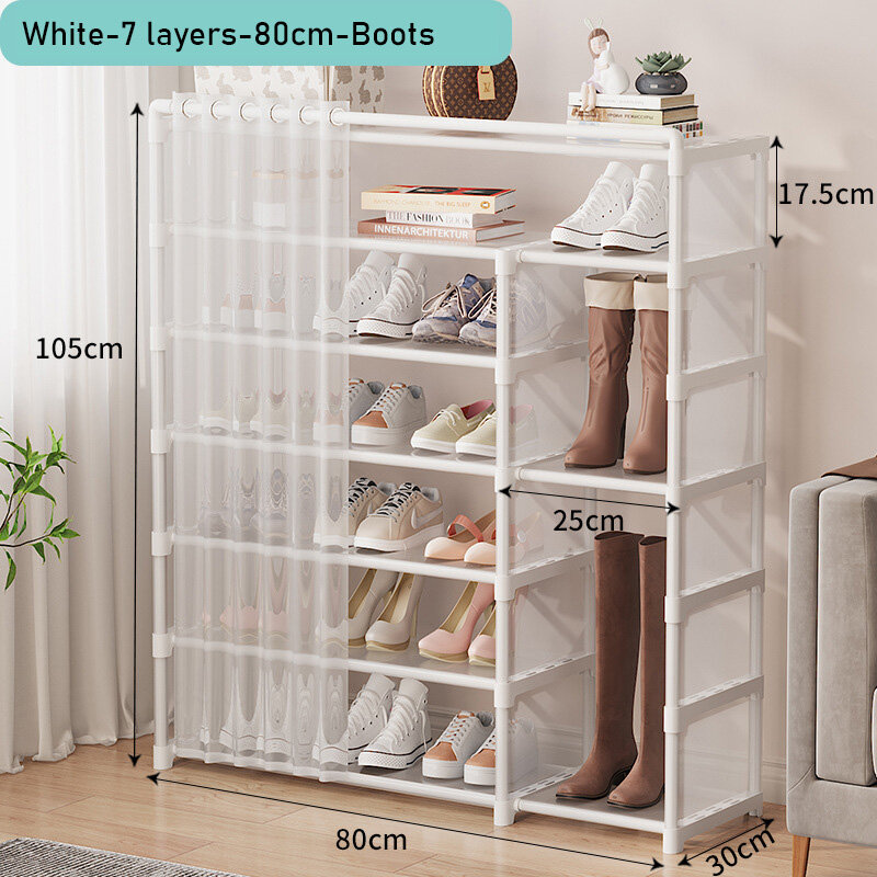 JJT shoe rack 6-layer shoe cabinet, waterproof, dust-proof, with storage compartments on the side shoe cabinet shoe rack 7-layer shoe cabinet, waterproof, dust-proof, with side storage compartments shoe cabinet simple shoe rack Dust-proof shoe storage box