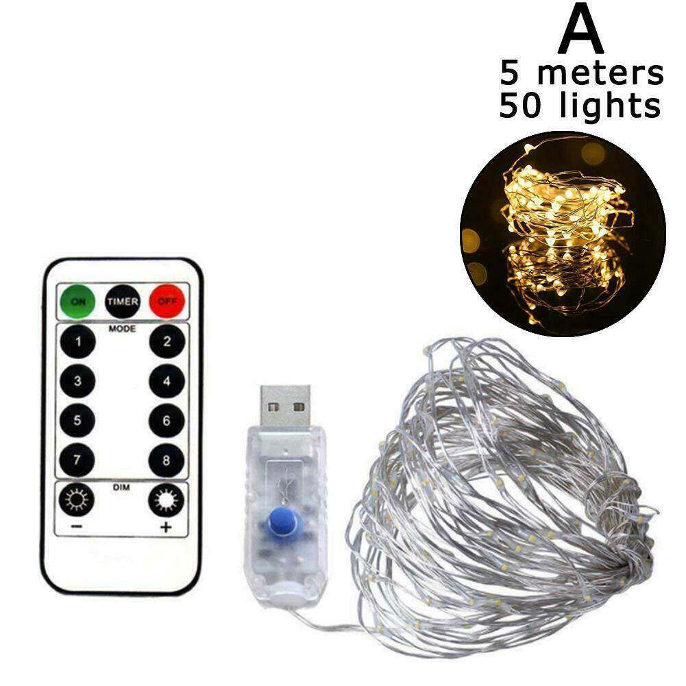 5/10M 50/100Led USB Copper Wire RGB Fairy String Light With Remote Control