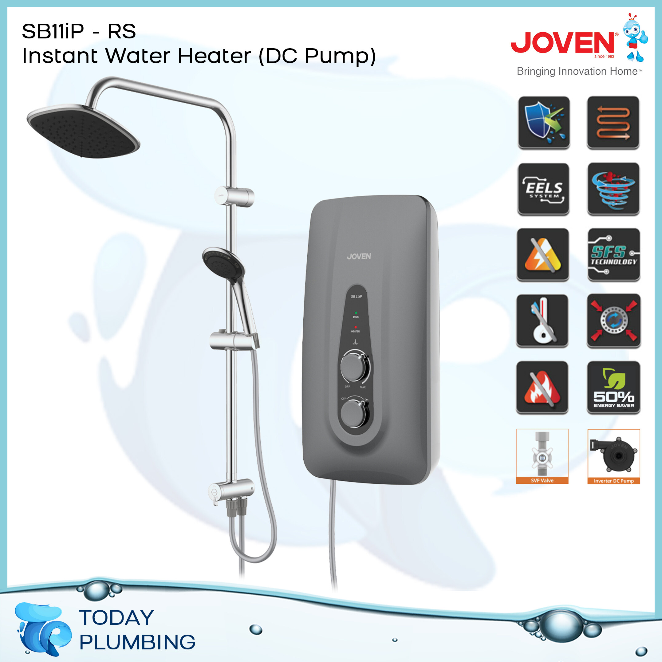 Joven SB Series SB11iPRS Instant Water Heater c/w Exposed cold shower