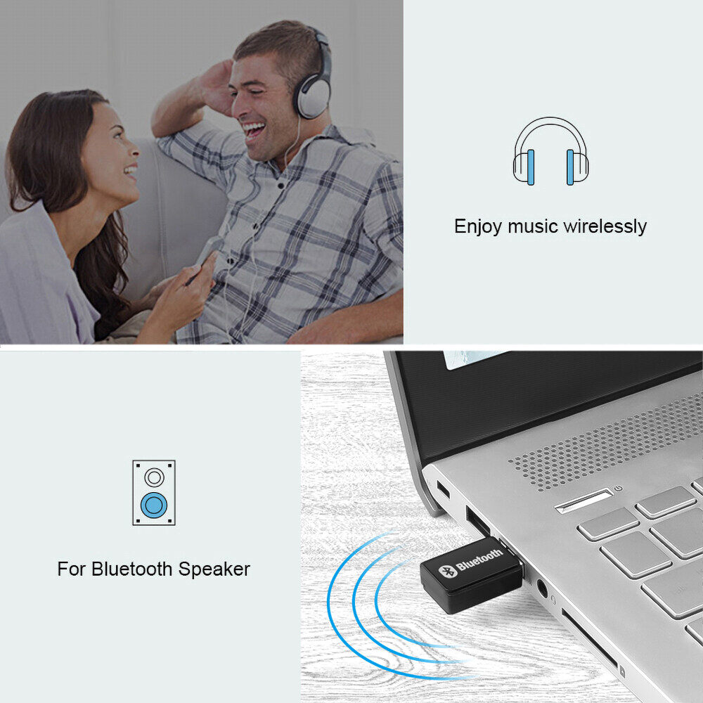 Bộ Phát Bluetooth JTKE, Âm Thanh Nổi Di Động, Bộ Chuyển Đổi USB Không Dây 5.0 Cho Máy Tính Để Bàn Sang Tai Nghe/Loa Bluetooth