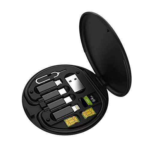 USB Adapter Cable Conversion Storage Box, Multi-Type Charging Line Convertor Lightning Type C Micro Data Transfer Tool