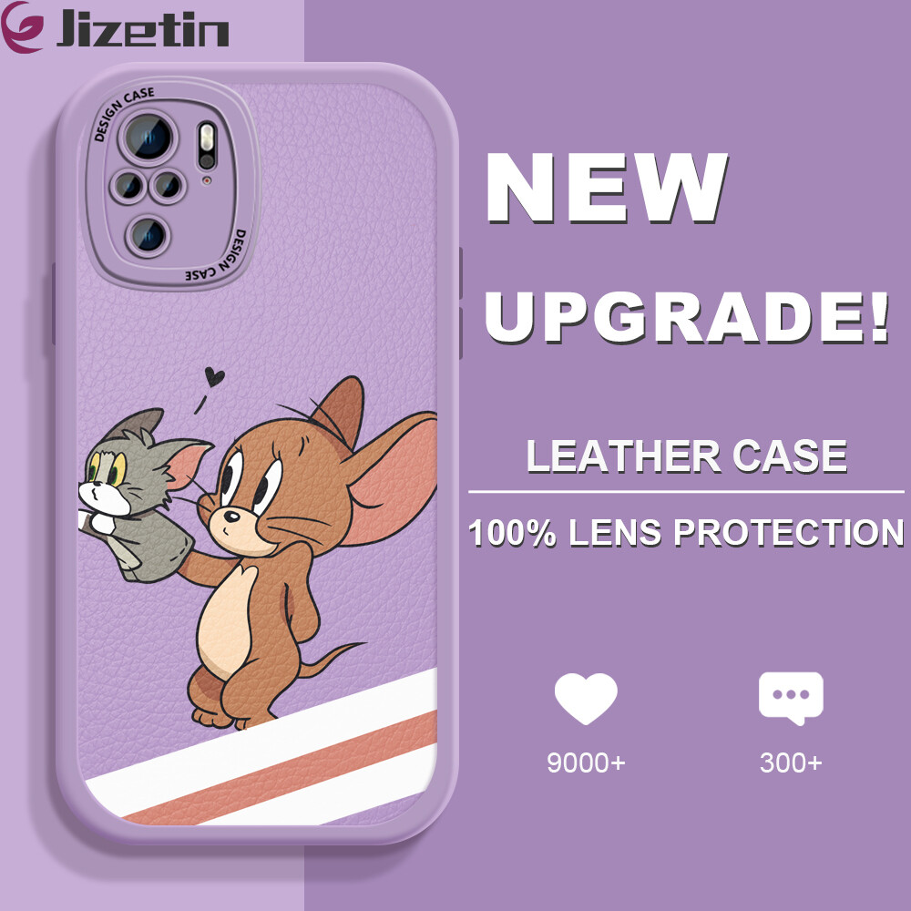 Jizetin Leather Casing For Xiaomi Redmi Note 10 Note 10 5G Note 10 Pro Note 10S Slim Skin Feeling Cartoon Leather Back Casing Soft Silicone PU Leather Cover Phone Case