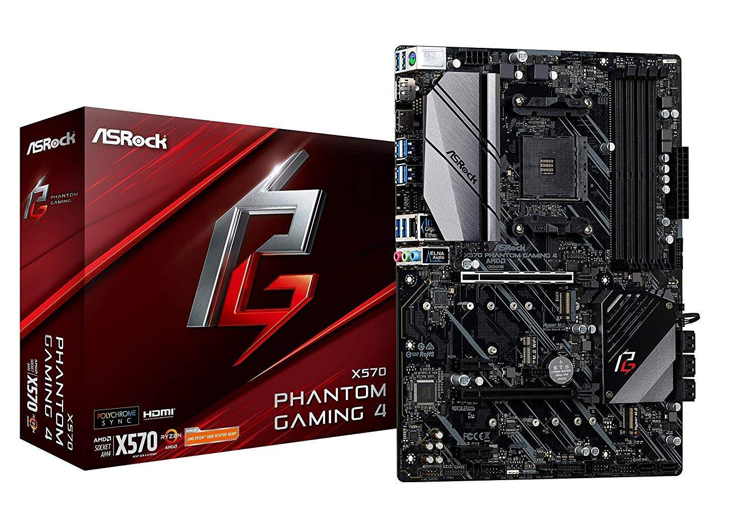 ASROCK AMD Ryzen 3000 Seri CPU (Soket AM4) Sesuai X570 Chipset Motherboard ATX X570 Phantom Gaming 4
