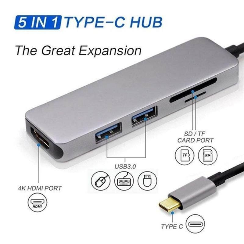 Thổi Loại C USB 3.0 Đến 4 K HDMI Đầu Đọc Thẻ USB 3.0 5in1 HUB Cho MacBook PC