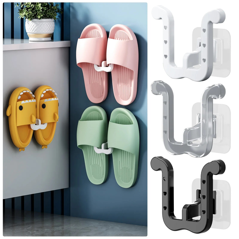 Treo Tường Dép Giá Tự Dính Phòng Tắm Đơn Giản Dép Móc Thoát Nước Lưu Trữ Tổ Chức Móc Nam Châm Giá phơi