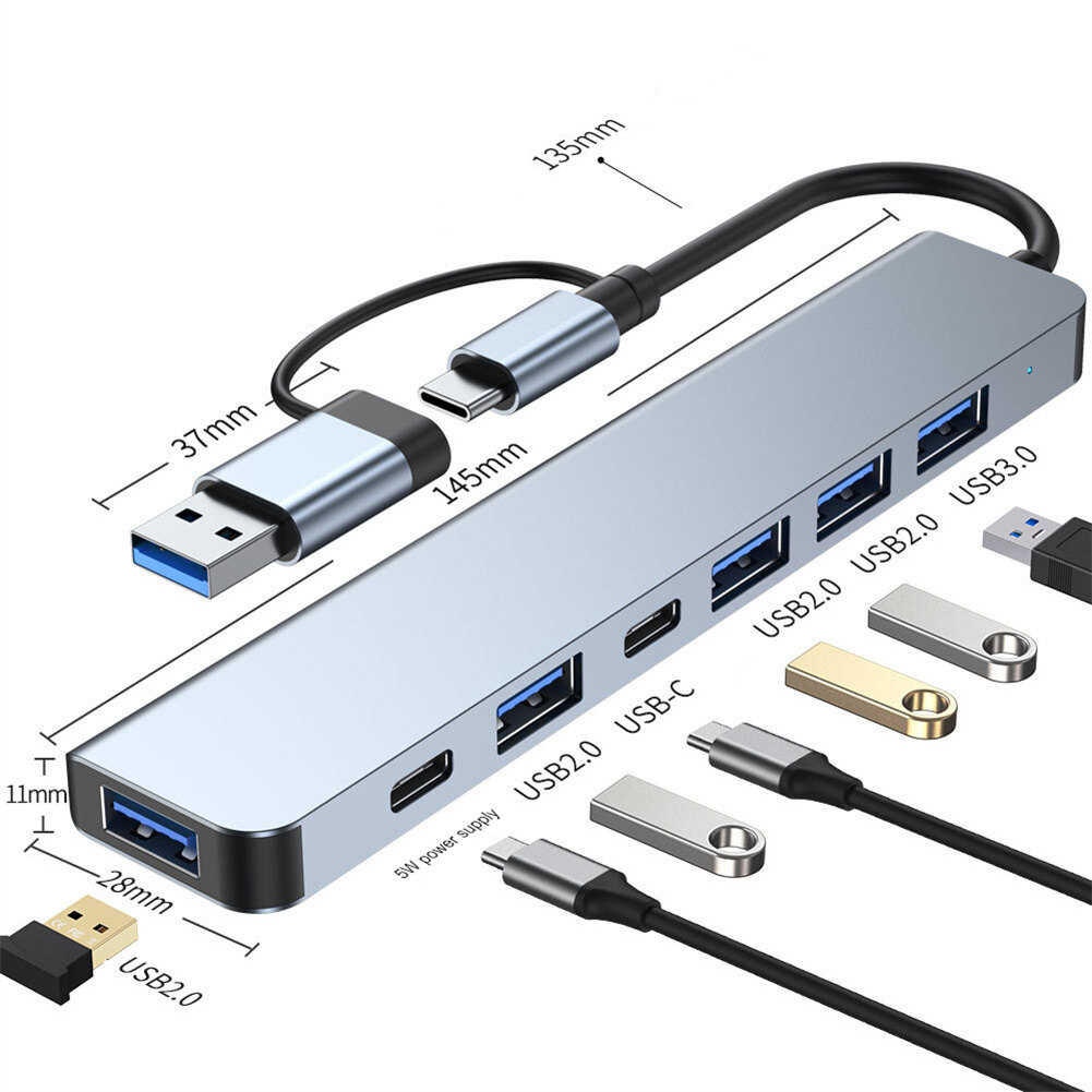 NicEseed USB3.0 Type C Docking Station Multiport Adapter USB C HUB Ultra Slim Portable Data Hub For Computers Tablets Smartphones