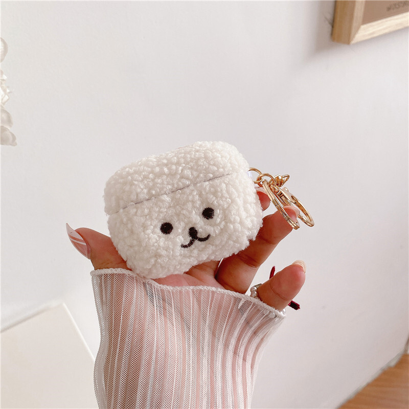 3D Earphone Case For Airpods 1/2/3 Pro Cute Wireless Bluetooth headset Japanese and Korean Embroidered Dog Earphone case with hook apple Casing Case Cover Silicone Soft Shell