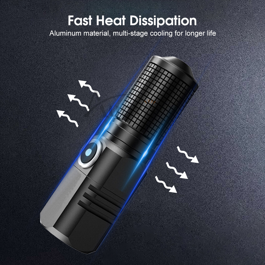 Auoyo Mini Flashlight LED Torch Light Telescopic Focus Flashlight Portable Rechargeable Flashlight Zoom Outdoor Pocket Size Waterproof Flashlight Strong Light 1000m Distance for Hiking  Camping