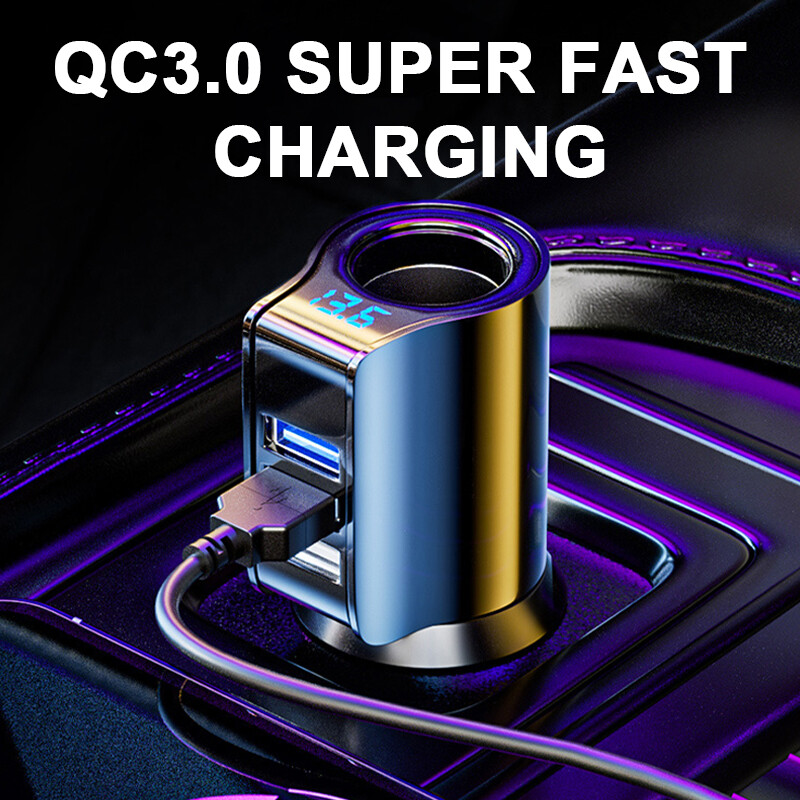 3 USB Port Car Charger Lighter Conversion Plug QC3.0 Quick Charging
