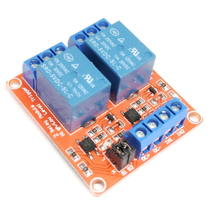5V high and low level trigger relay control 2-way relay module, with optocoupler 2-way relay