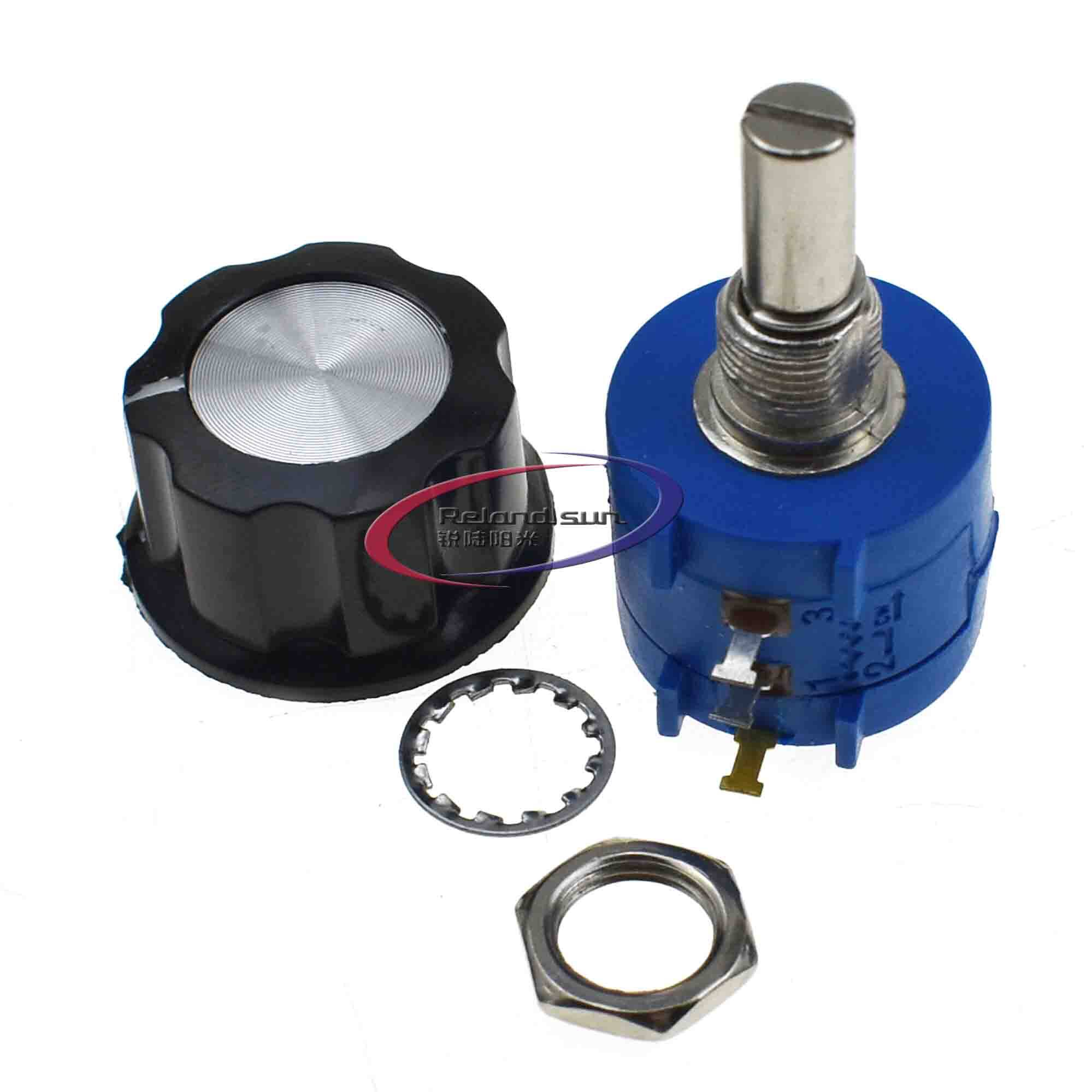 1SET Wirewound Potentiometer 3590S 1K 2K 5K 20K 50K 100K 10K 200R 500R 100R ohm + knob cap