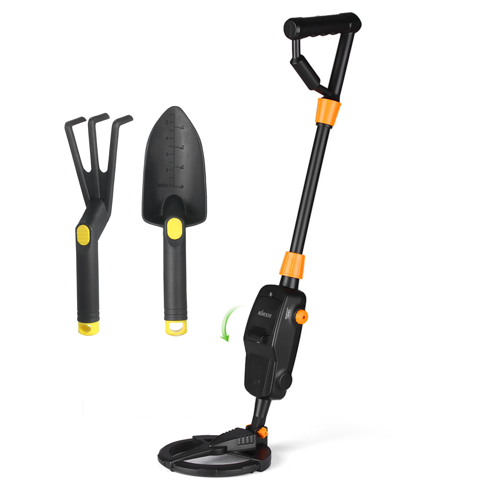 KKmoon Children Lightweight Handheld Metal Detector Gold Digger Treasure Hunter Tracker Seeker with Waterproof Search Coil for Kids with Plastic Rake & Plastic Shovel