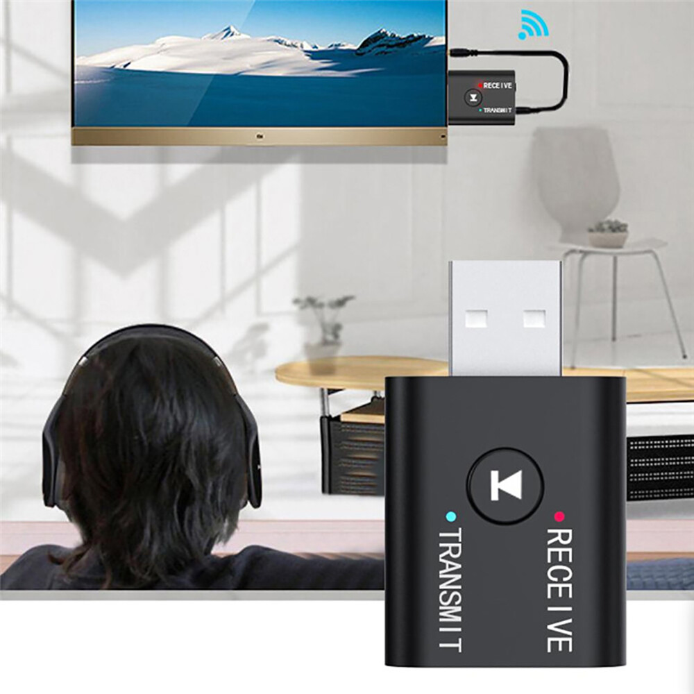 BOKEWU Bộ Chuyển Đổi USB Không Dây 2 Trong 1 Bluetooth 5.0 Bộ Thu Phát Âm Thanh Dongle Âm Nhạc Cho Máy Tính Máy Tính Xách Tay Loa Tai Nghe