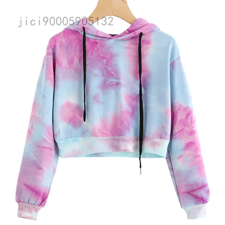 drawstring hooded crop sweatshirt