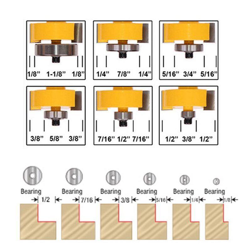 1/4 Inch Shank Rabbeting Router Bit with 6 Bearings Set for Multiple