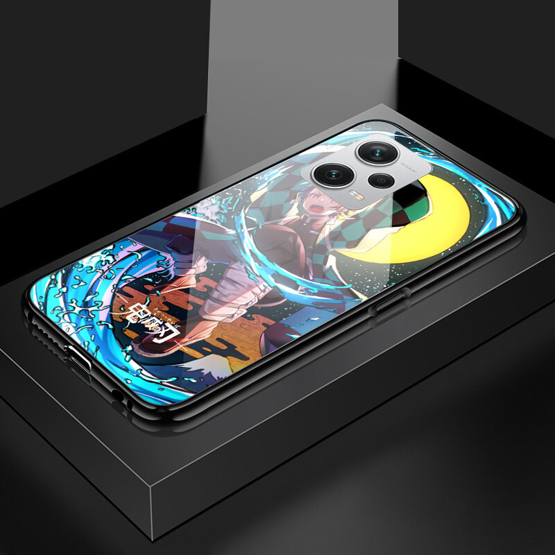 Hard Casing For Xiaomi Redmi Note 12 Pro 5G Note 12 Pro+ 5G Note 12 4G Redmi A2 Shockproof Anime For Girls Women Demon Slayer Phone Case Kimetsu no Yaiba Tanjirou Nezuko Glossy Tempered Glass Casing Cover